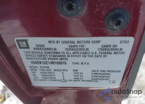 2004 Chevrolet Tahoe Z71 из США, поврежденный, VIN 1GNEK13Z14R109916